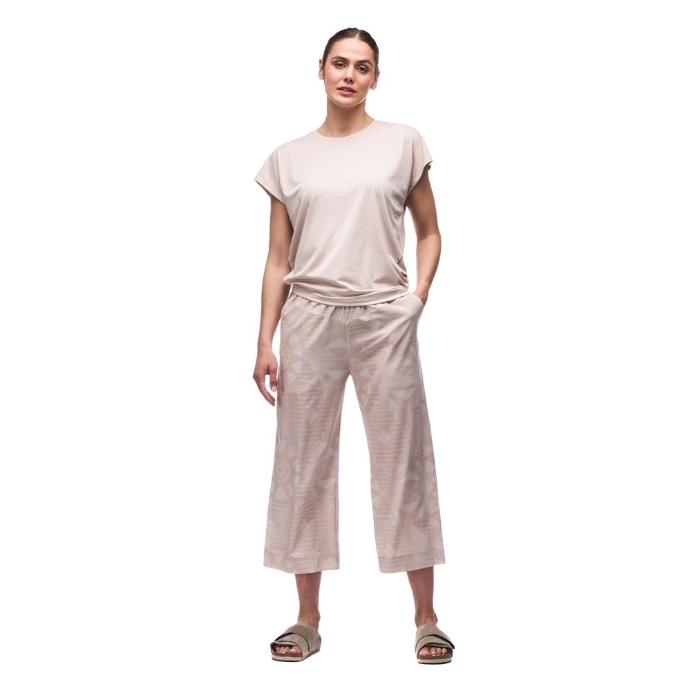 Wide Leg Cropped Pants in Light Nude